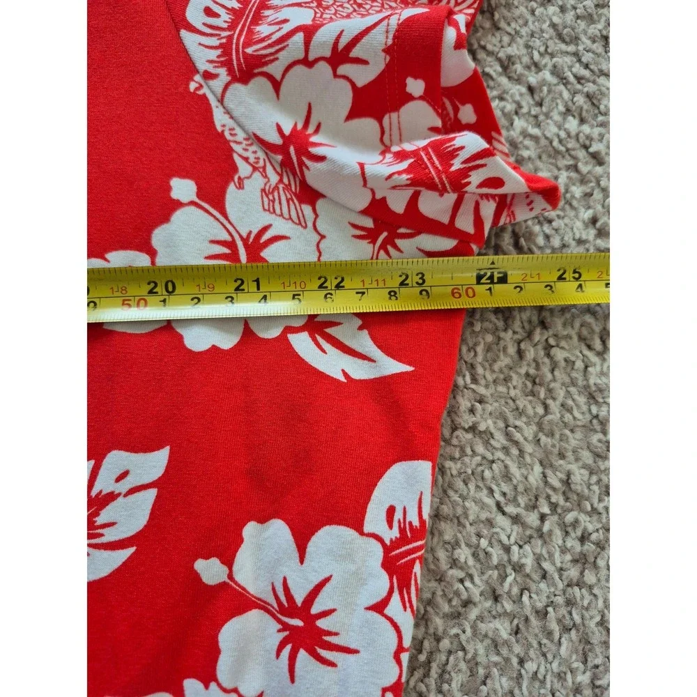 Land's End Red White‎ Tropical Floral Side Tie V-Neck Dress Size 2X